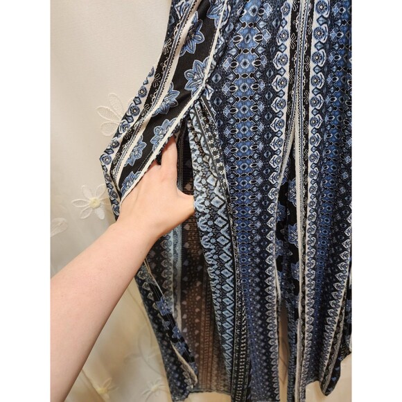 No Boundaries Womens M Blue Babydoll Jumpsuit Open Legs Boho Crochet Tribal Y2K - Picture 4 of 16